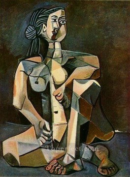 Femme nue accroupie 1956 Cubismo Pinturas al óleo